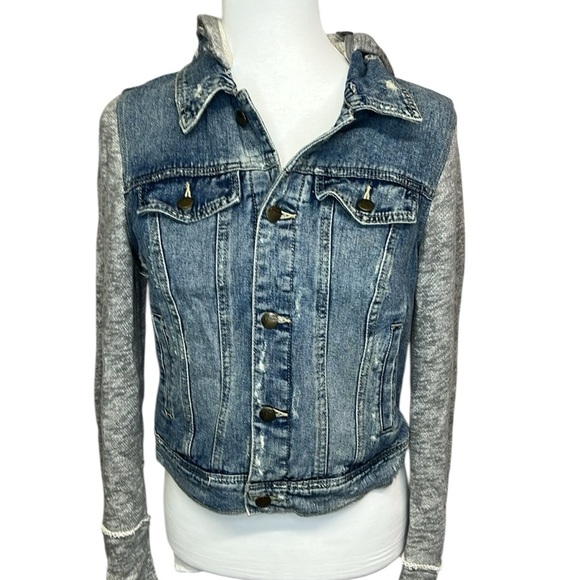 Free People Blue and Gray Jean Jacket - Picture 2 of 6